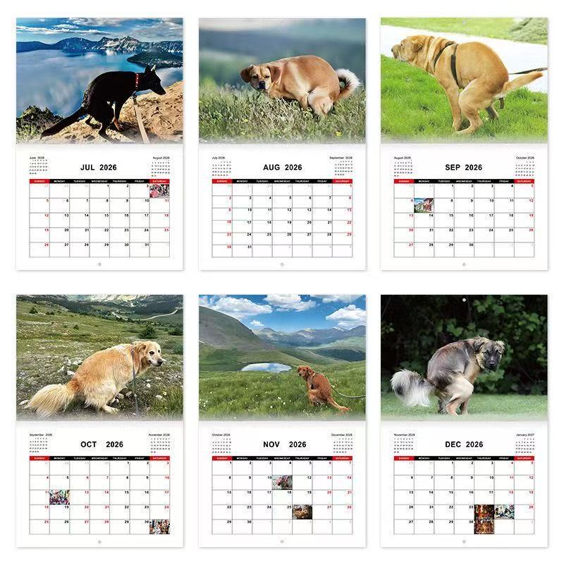 Dogs pooping in Beautiful Places 2026英文日历