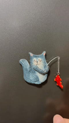 栖月童话｜春钓小猫冰箱贴