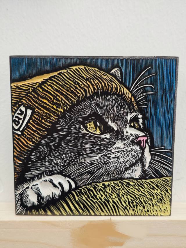 彩色宠物木版画