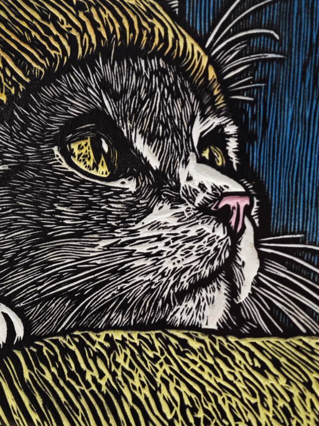 彩色宠物木版画