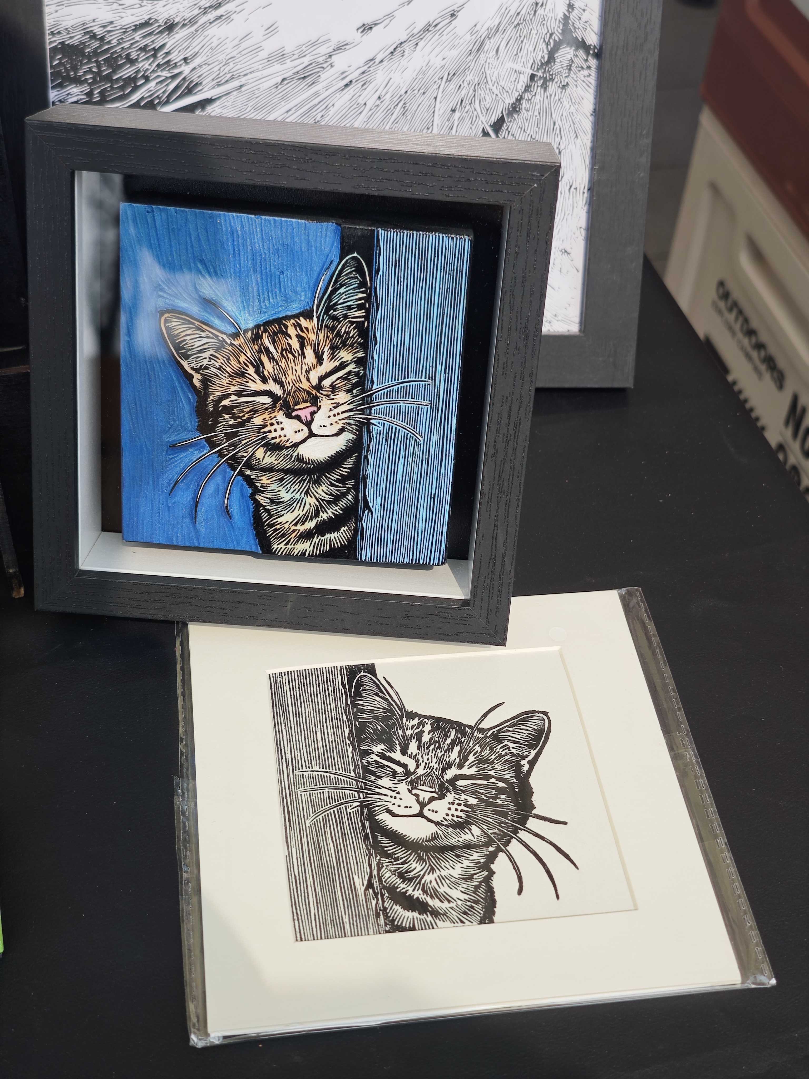 彩色宠物木版画