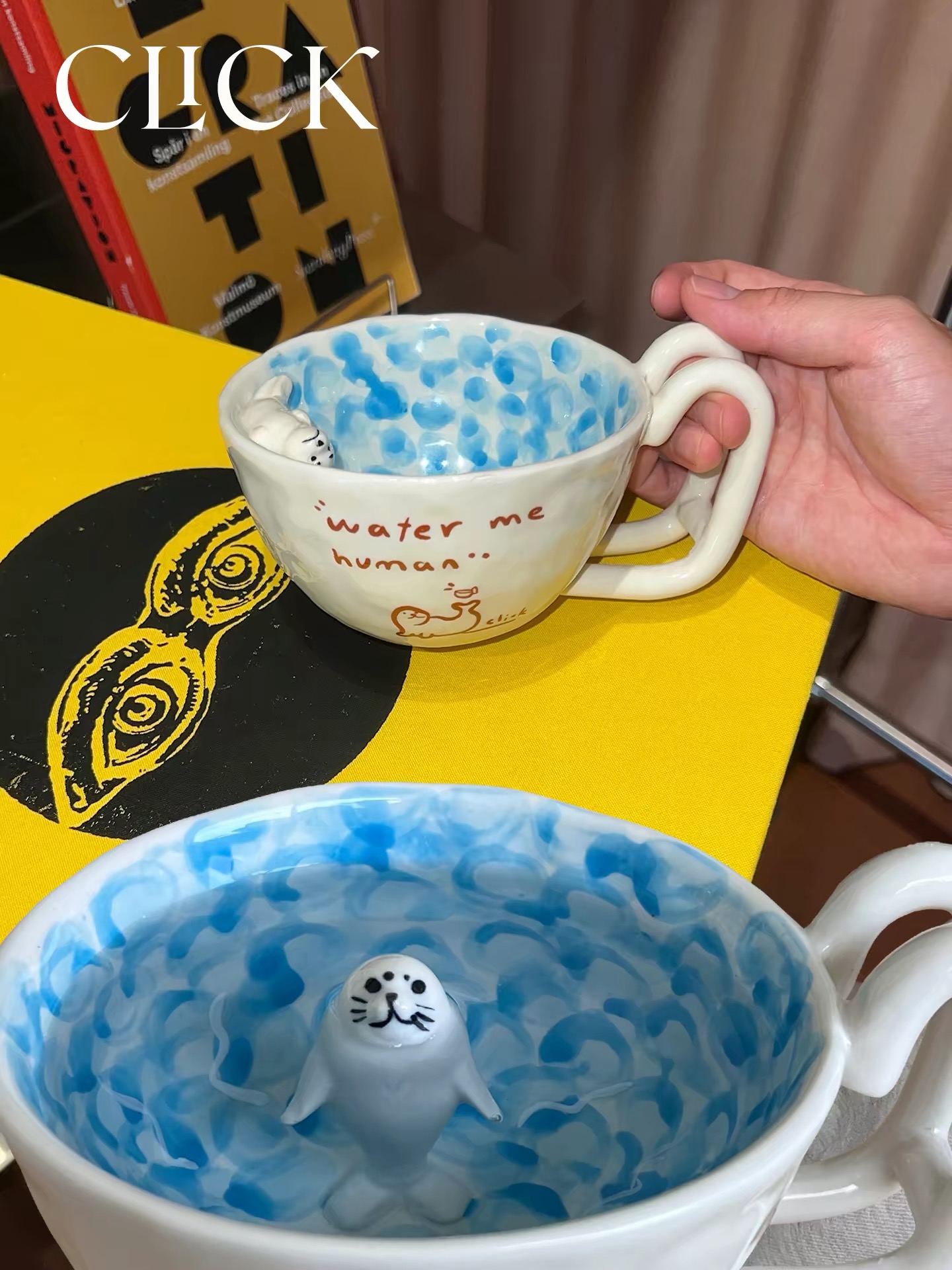 Click｜站立海豹手作陶瓷水杯