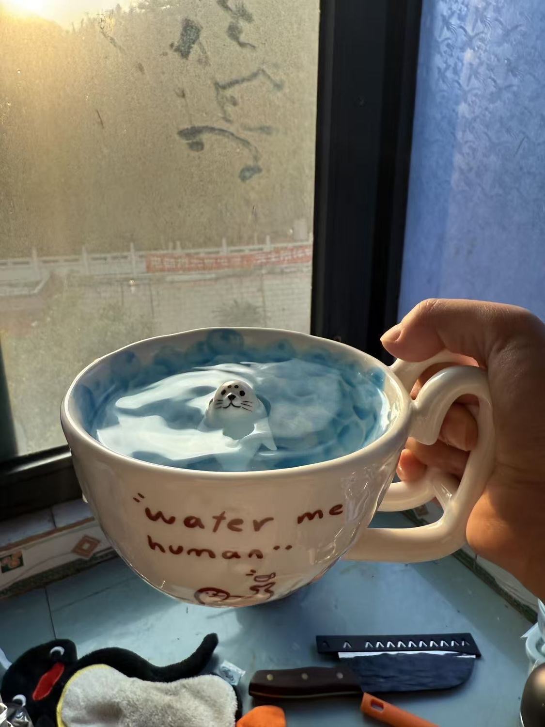 Click｜站立海豹手作陶瓷水杯
