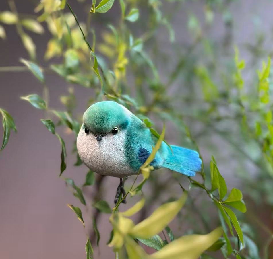 Silk Velvet Flower Craft Chubby Fluff Bird