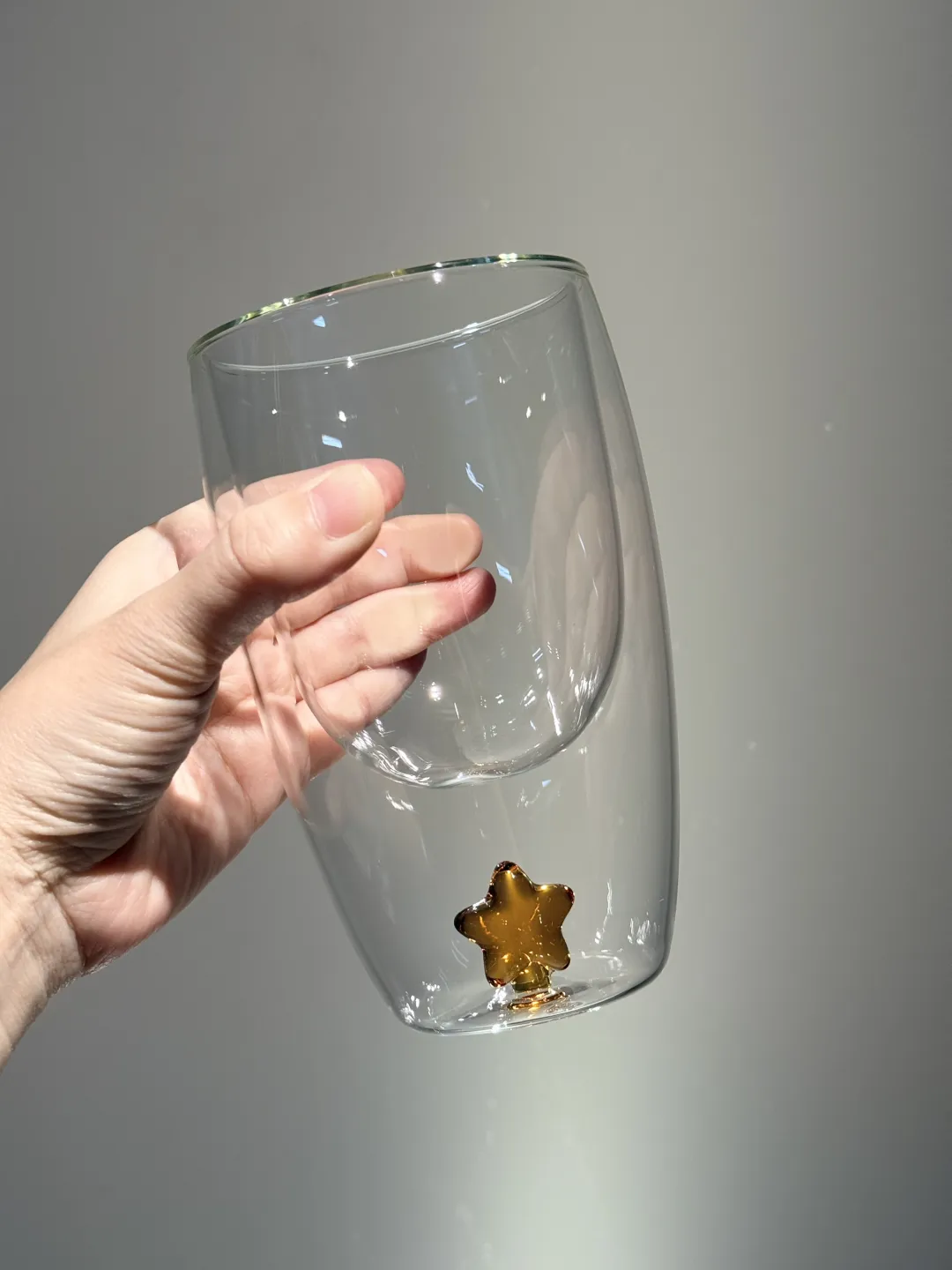 Hares｜Double‑walled Glass Cup (Little Mushroom), 3D design, approx. 350 ml