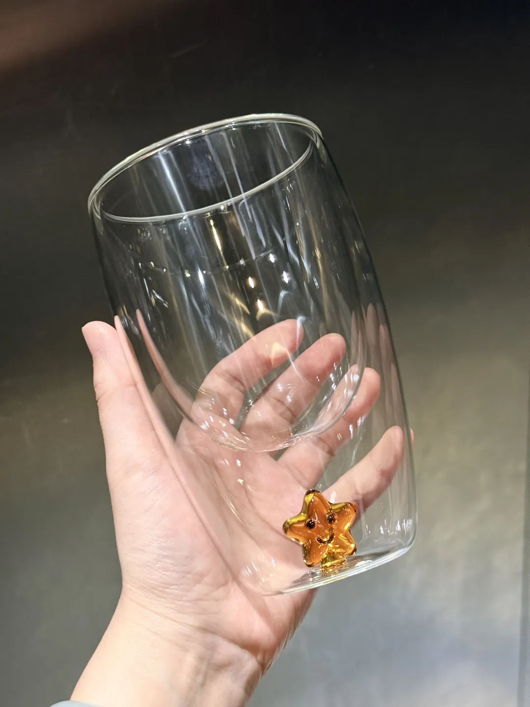 Hares｜Double‑walled Glass Cup (Little Mushroom), 3D design, approx. 350 ml