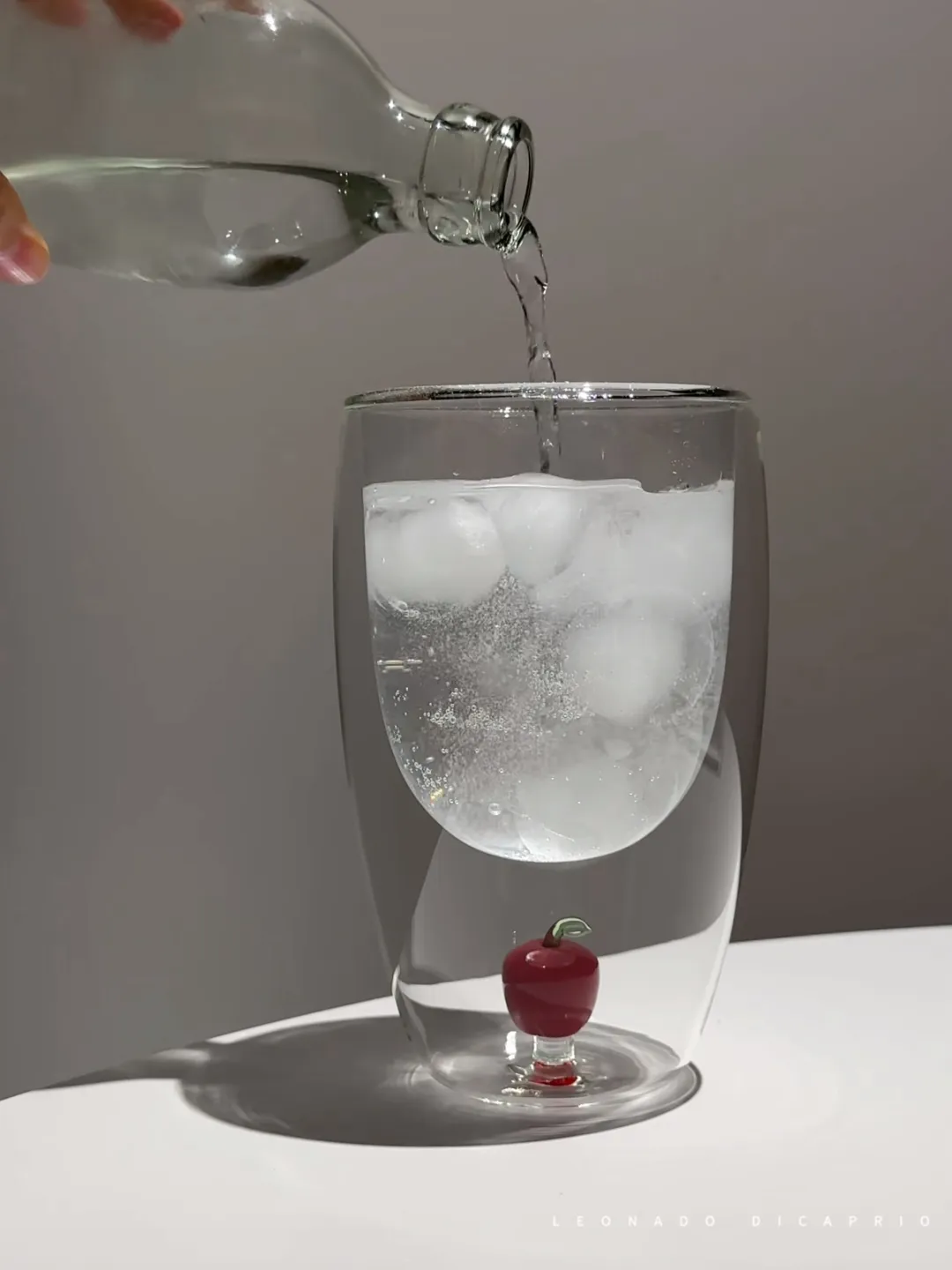 Hares｜Double‑walled Glass Cup (Little Mushroom), 3D design, approx. 350 ml
