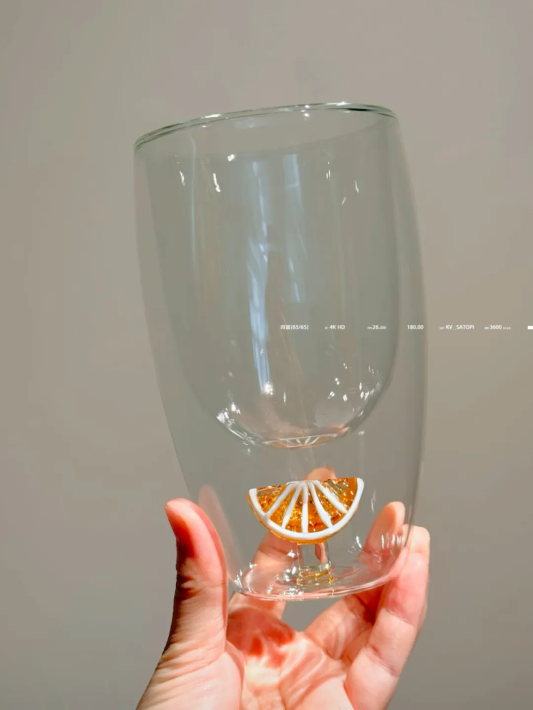 Hares｜Double‑walled Glass Cup (Little Mushroom), 3D design, approx. 350 ml