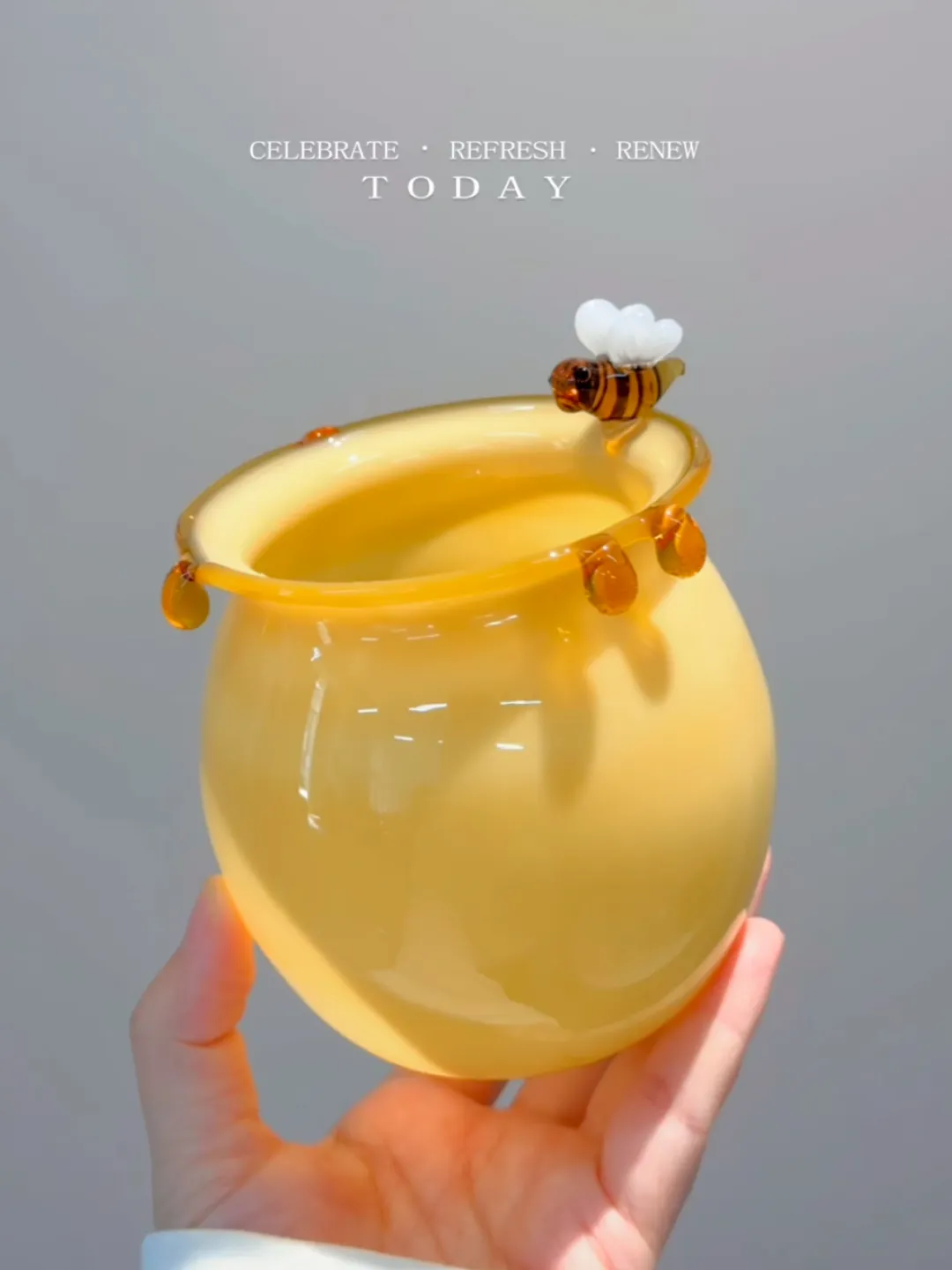 Hares｜蜜蜂罐杯玻璃杯 &middot; 黄色小号蜂