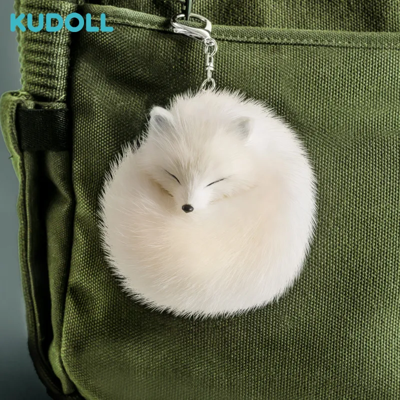 KUDOLL｜玩偶纯手工仿真貂毛卷尾北极狐挂件