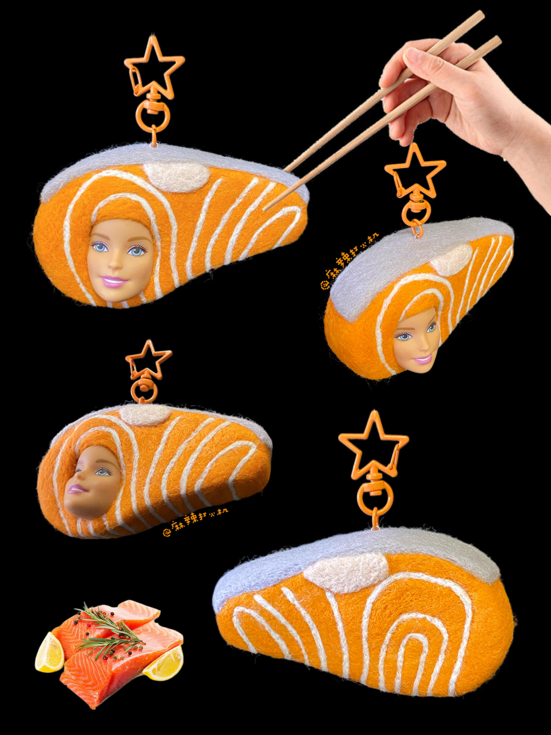 【三文鱼】Barbie芭比恶搞羊毛毡挂件包挂