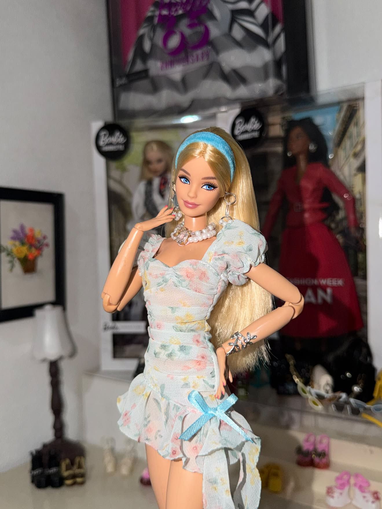 芭比Barbie甜酷纯欲法式碎花裙+长靴